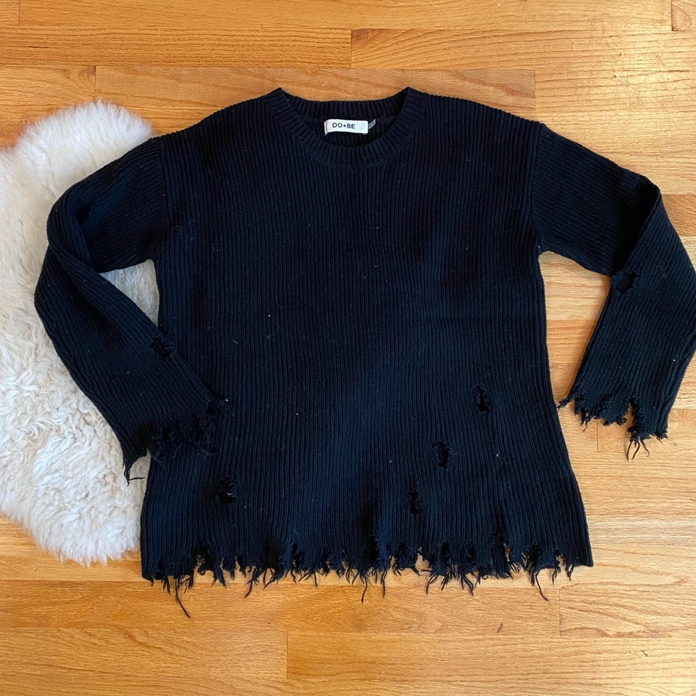 Black distressed sweater